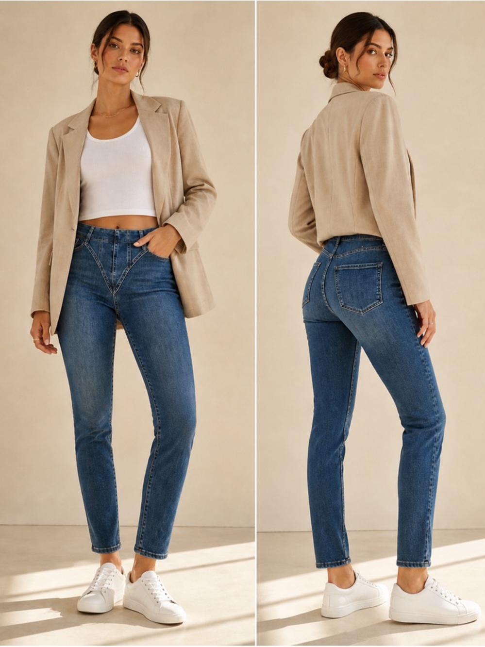 Good American Sculpt Seam Skinny Jeans Blue Wash High Rise Stretch Size 10 30 ki
